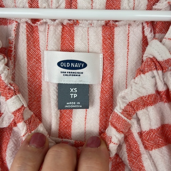 OLD NAVY linen sundress coral and white with pockets XS - Picture 10 of 12